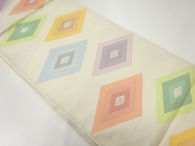 JAPANESE KIMONO / ANTIQUE FUKURO OBI / SILK / WOVEN RHOMBUS